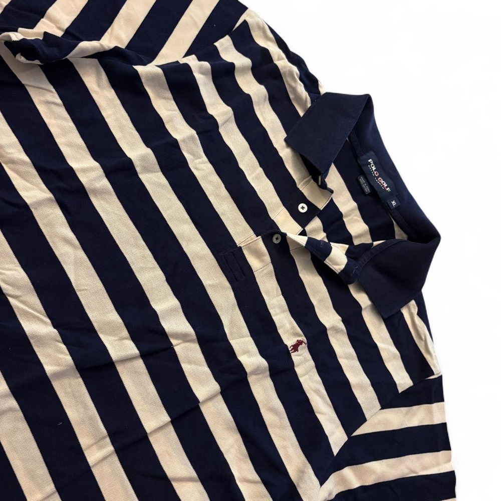 Polo Golf Ralph Lauren Mens XL Navy White Striped Short Sleeve Polo Shirt